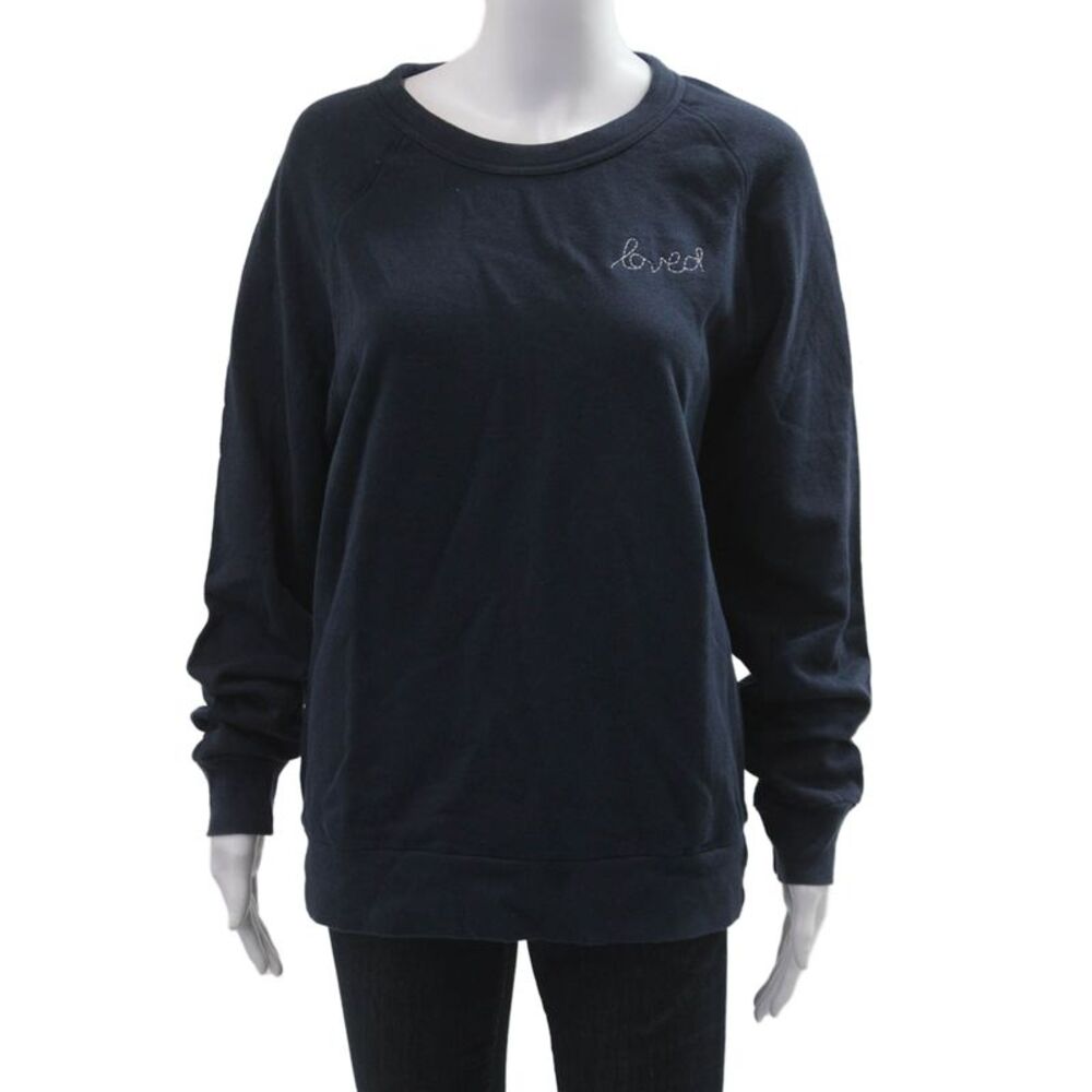 Kerri Rosenthal Women Pullover Sweatshirt Dark Blue Cotton Size M